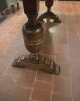 Antique Oak Solid Top Draw Leaf Dining Table and A Carved Base (SKU36)