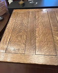 Antique Oak Solid Top Draw Leaf Dining Table and A Carved Base (SKU36)