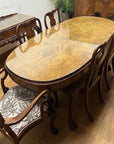 Burr Walnut Carved Dining Table Cabriole Legs on Ball Claw Supports With 6 Chairs(SKU27)