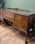 Burr Walnut Carved Long Sideboard Cabriole Legs on Ball Claw Supports (SKU68)