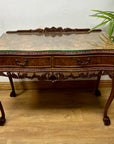 Burr Walnut Carved Console Table Cabriole Legs on Ball Claw Supports (SKU67)