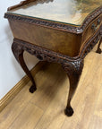 Burr Walnut Carved Console Table Cabriole Legs on Ball Claw Supports (SKU67)