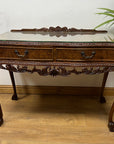 Burr Walnut Carved Console Table Cabriole Legs on Ball Claw Supports (SKU67)