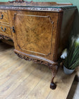 Burr Walnut Carved Long Sideboard Cabriole Legs on Ball Claw Supports (SKU68)