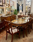 Burr Walnut Carved Dining Table Cabriole Legs on Ball Claw Supports With 6 Chairs(SKU27)