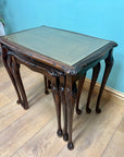 Nest of 3 Vintage Tables with Glass protective tops (SKU74)