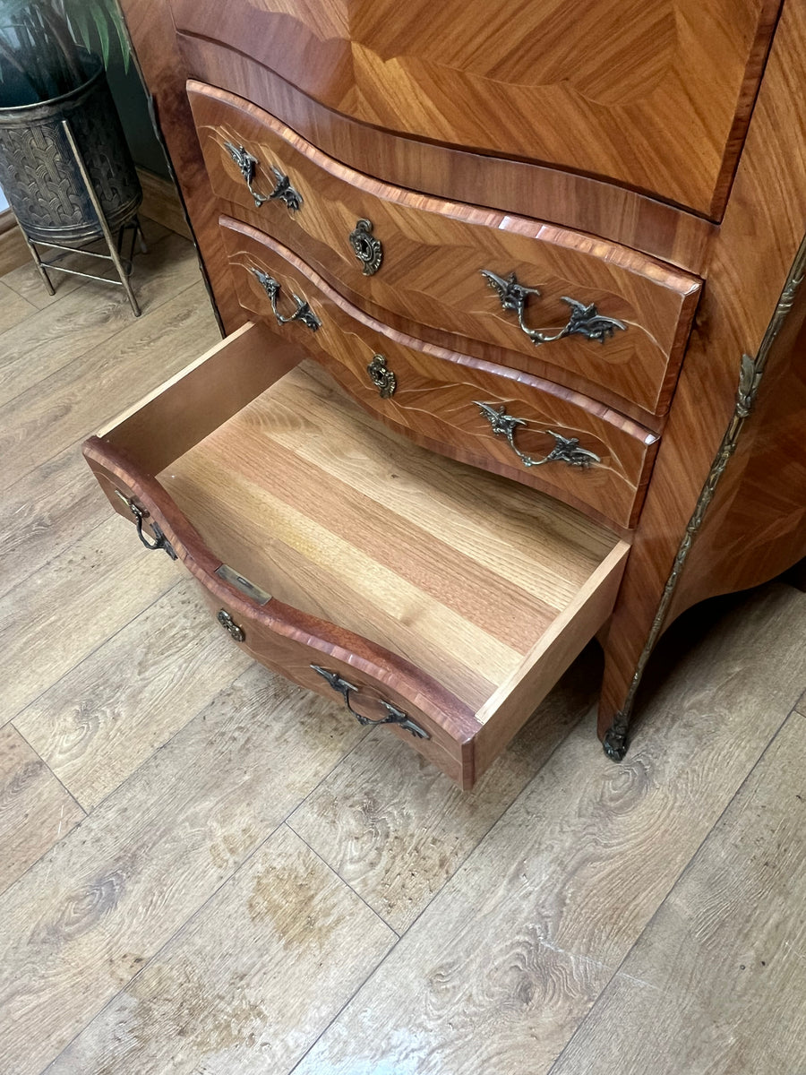 French Marquetry Inlaid Secretaire Marble Top (SKU248)