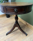 Pedestal Leather Top Drum Table (SKU241)