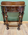 Antique Oak Demi Lune Console Hall Side Table (SKU236)