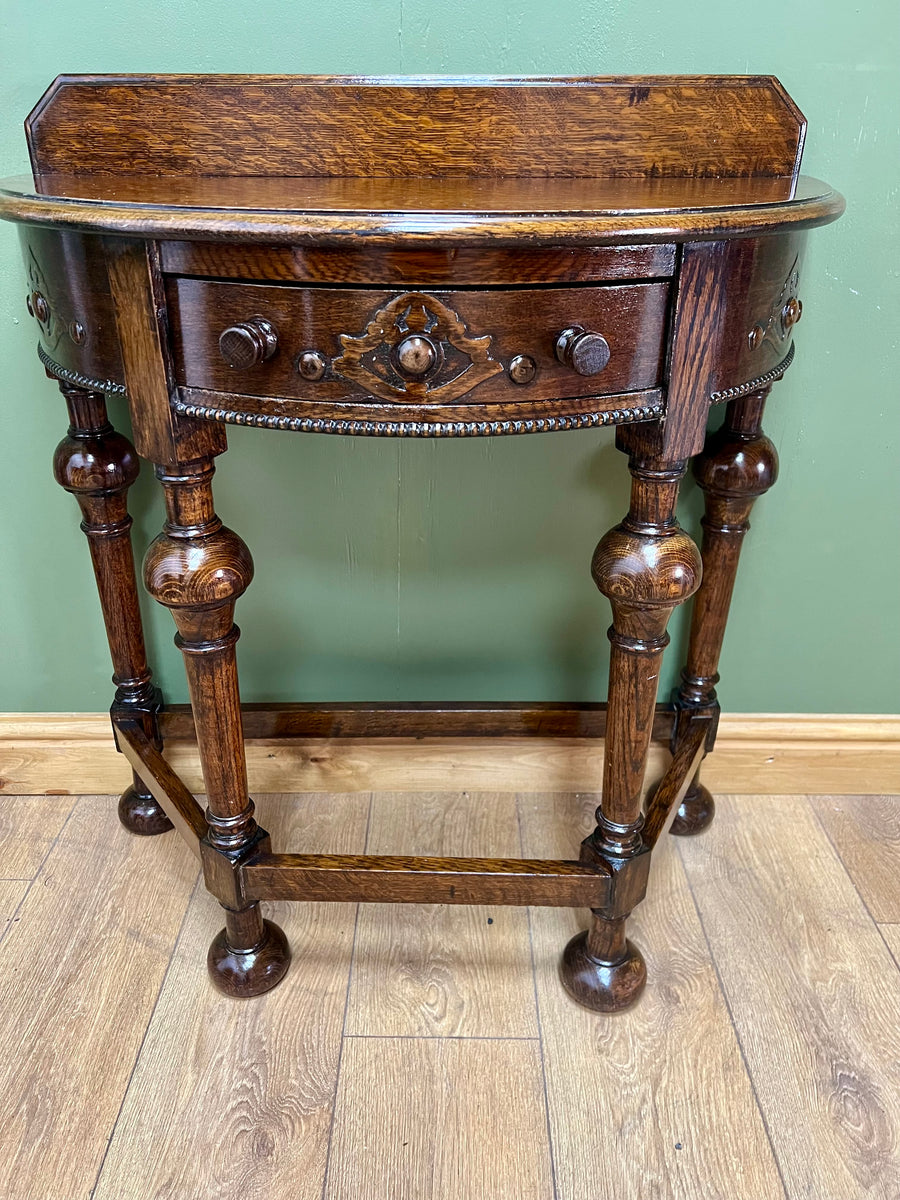 Antique Oak Demi Lune Console Hall Side Table (SKU236)