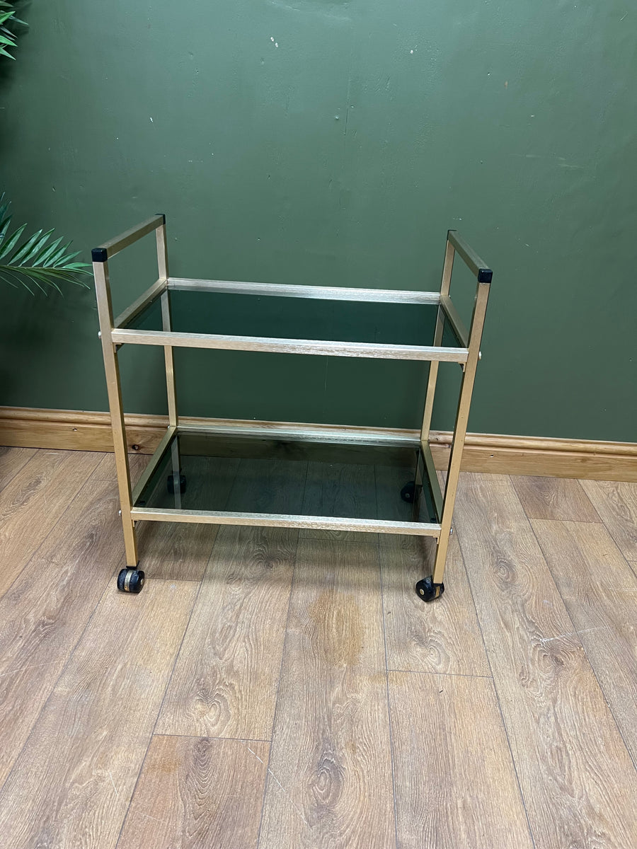 Retro 2 Tier Glass Shelf Hostess Trolly (SKU233)