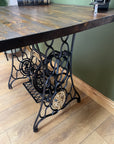 Wooden Top Desk With Singer Sewing Cast Iron Base (SKU129)