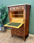 French Marquetry Inlaid Secretaire Marble Top (SKU248)