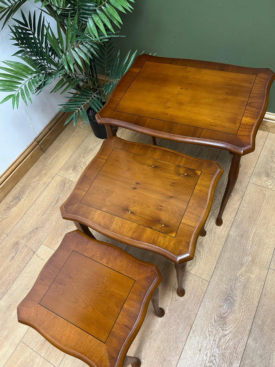 Vintage Yew Wood Nest of 3 Tables (SKU87)