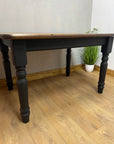 Vintage Farmhouse Style Pine Dining Table Black Base (SKU018)