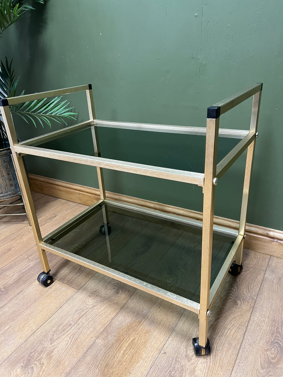 Retro 2 Tier Glass Shelf Hostess Trolly (SKU233)