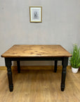 Vintage Farmhouse Style Pine Dining Table Black Base (SKU018)