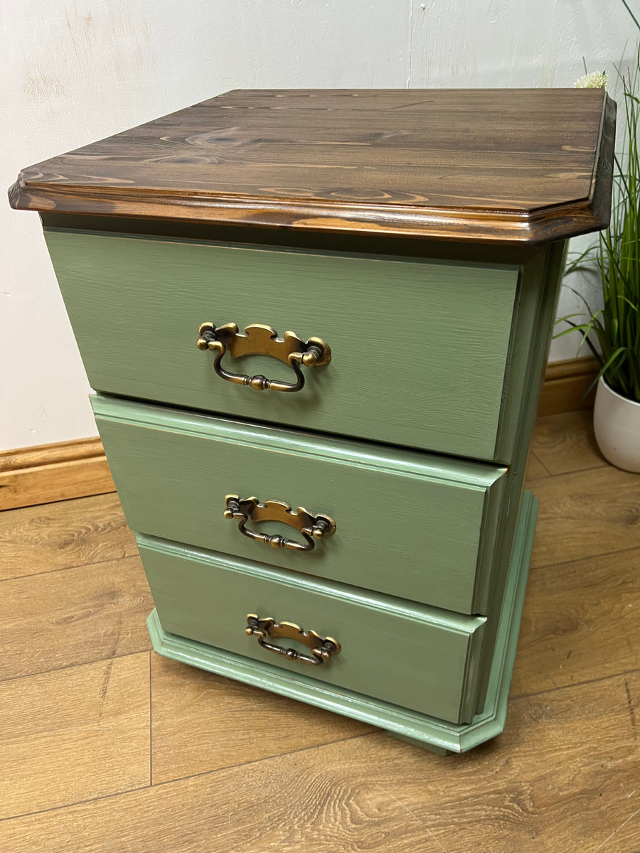 Green Painted Bedside Drawers (SKU182)