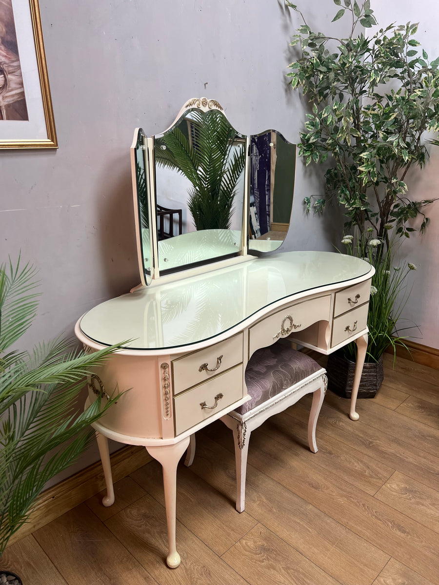 Vintage Olympus Triple Mirror Dressing Table And Stool (SKU173)