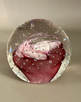 Vintage Signed Caithness Glass Paperweight Pink / White (SKU659)