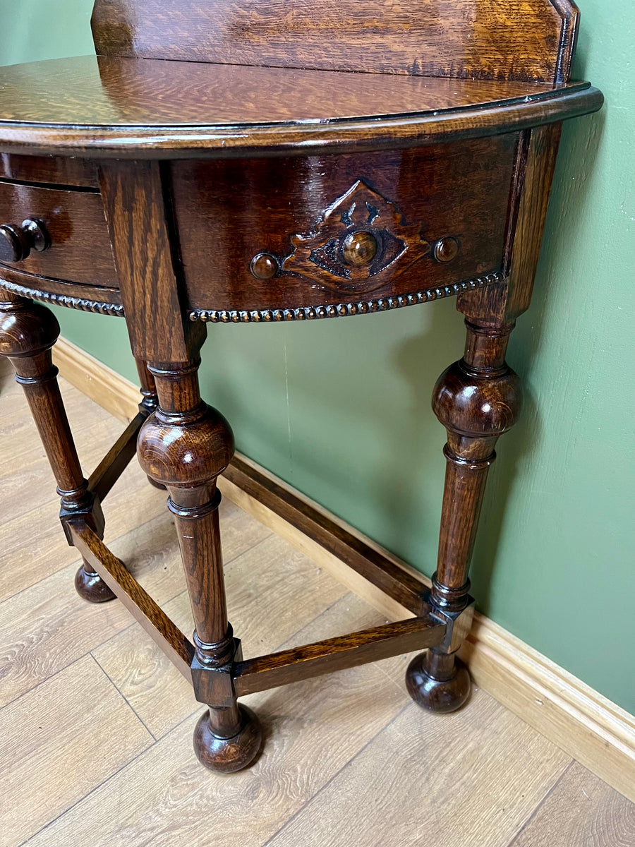 Antique Oak Demi Lune Console Hall Side Table (SKU236)