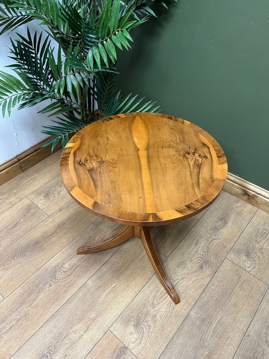 Yew Wood Circular Pedestal Side Table (SKU83)