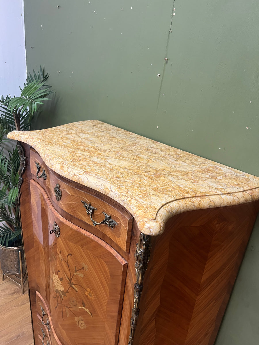 French Marquetry Inlaid Secretaire Marble Top (SKU248)