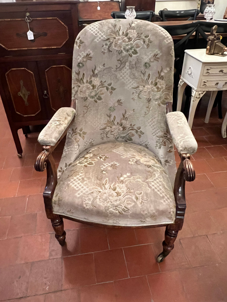 Early Victorian Rosewood Upholstered Arm Chair (SKU253)