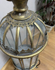 Floor Standing Candle Lantern On Stand Metal and Glass Antique gold Effect (SKU512)