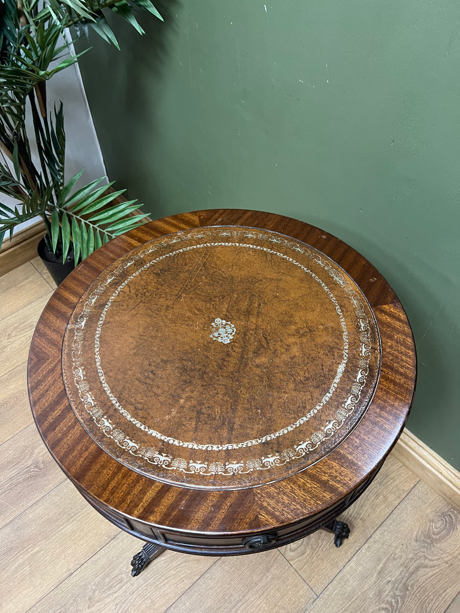 Pedestal Leather Top Drum Table (SKU241)