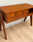 Pierre Jeanneret Style Hardwood Side Table Mid Century Compass Legs Cabinet (LL001)