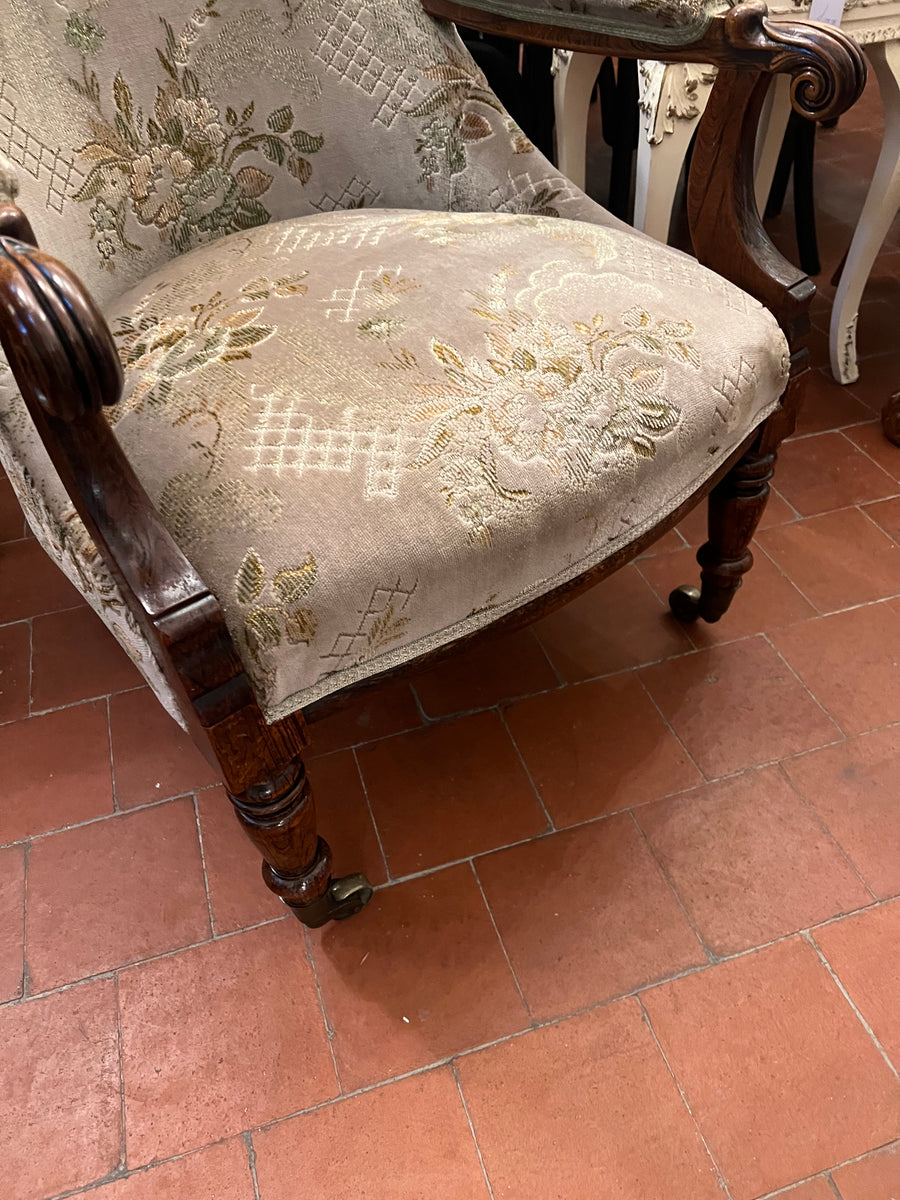 Early Victorian Rosewood Upholstered Arm Chair (SKU253)