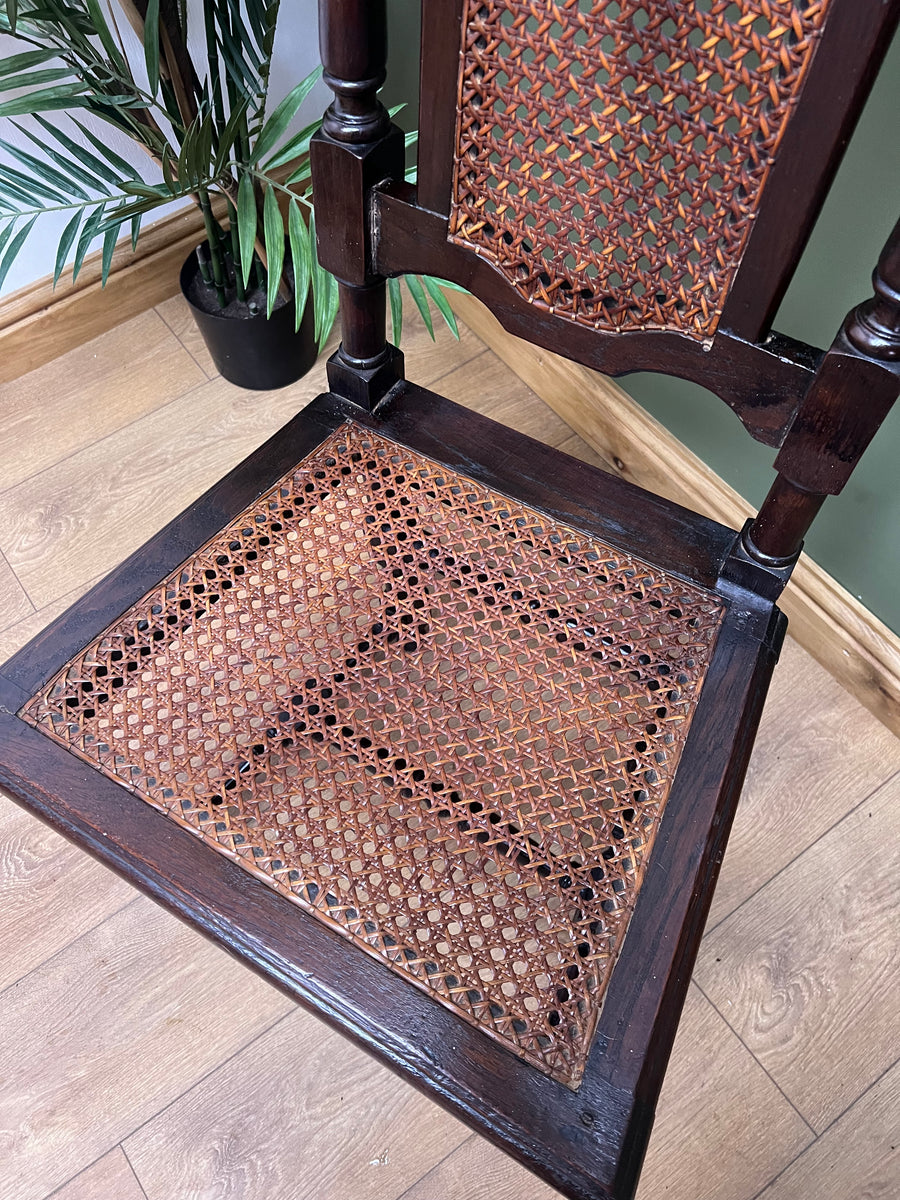 Antique 19th Century Walnut Carolean Style High Back Chair (SKU24)