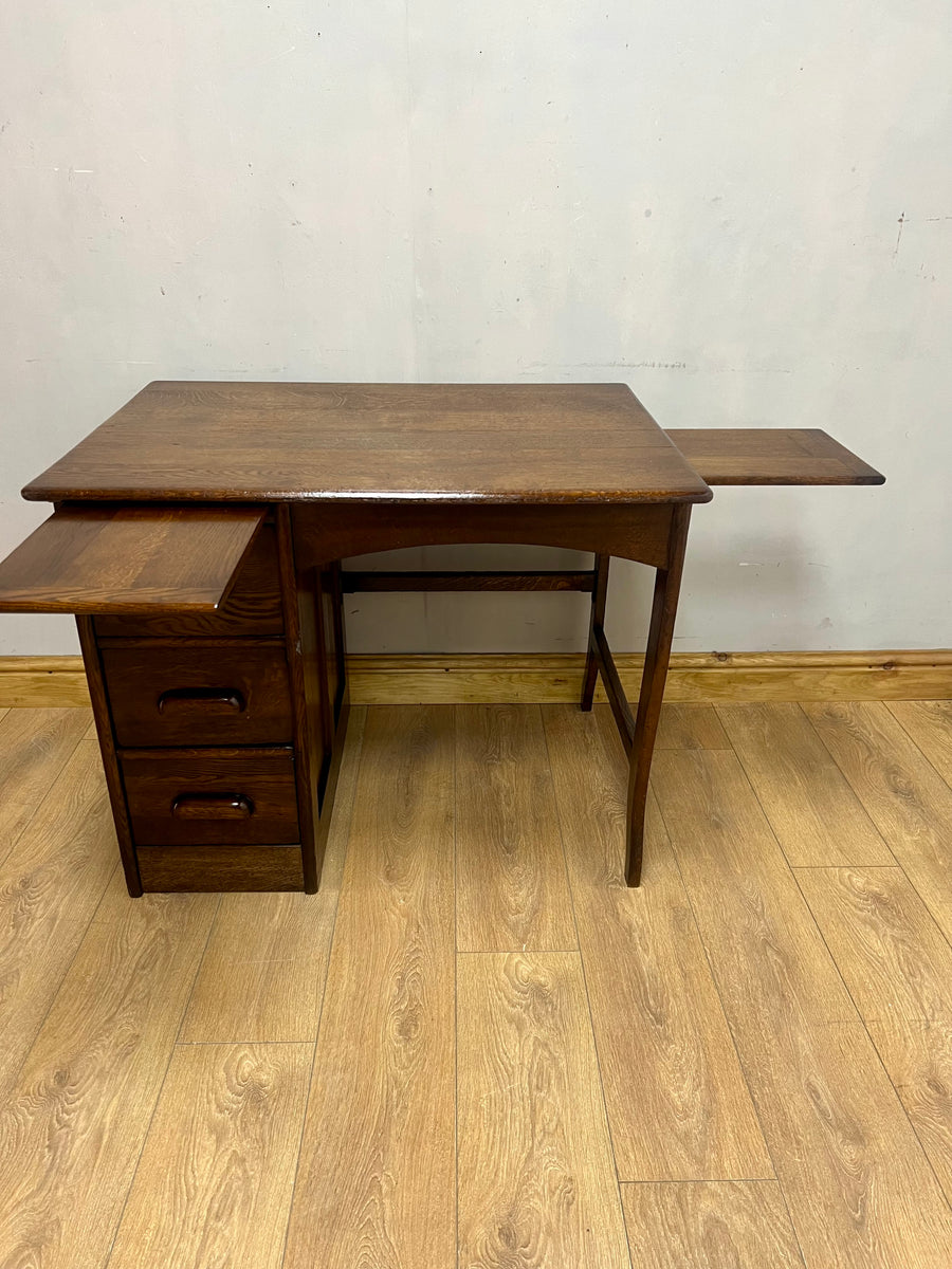 Antique Oak Small Pedestal Desk (SKU136)