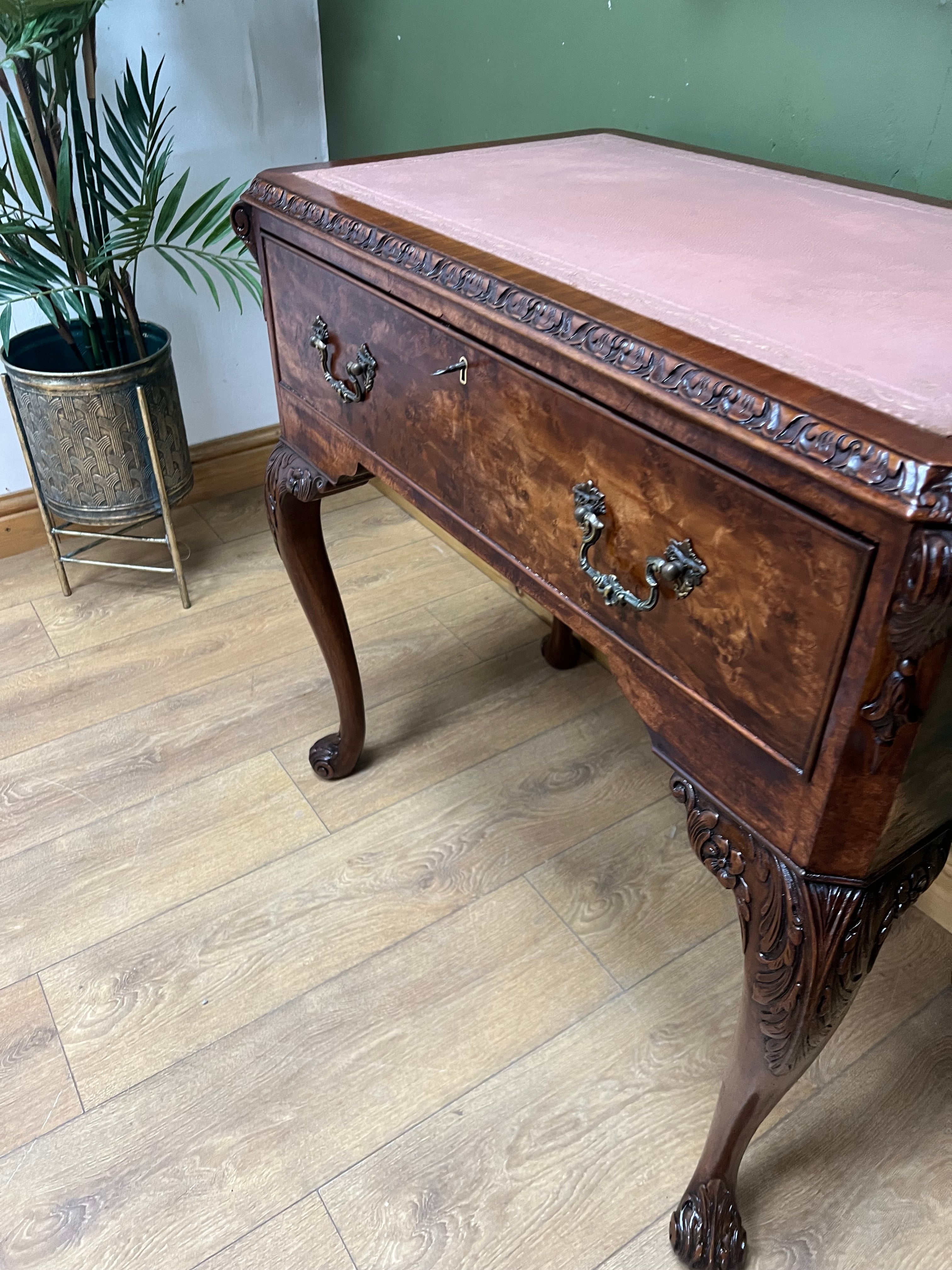 Burr Walnut Writing Table With Leather Insert Top (SKU138) – The ...