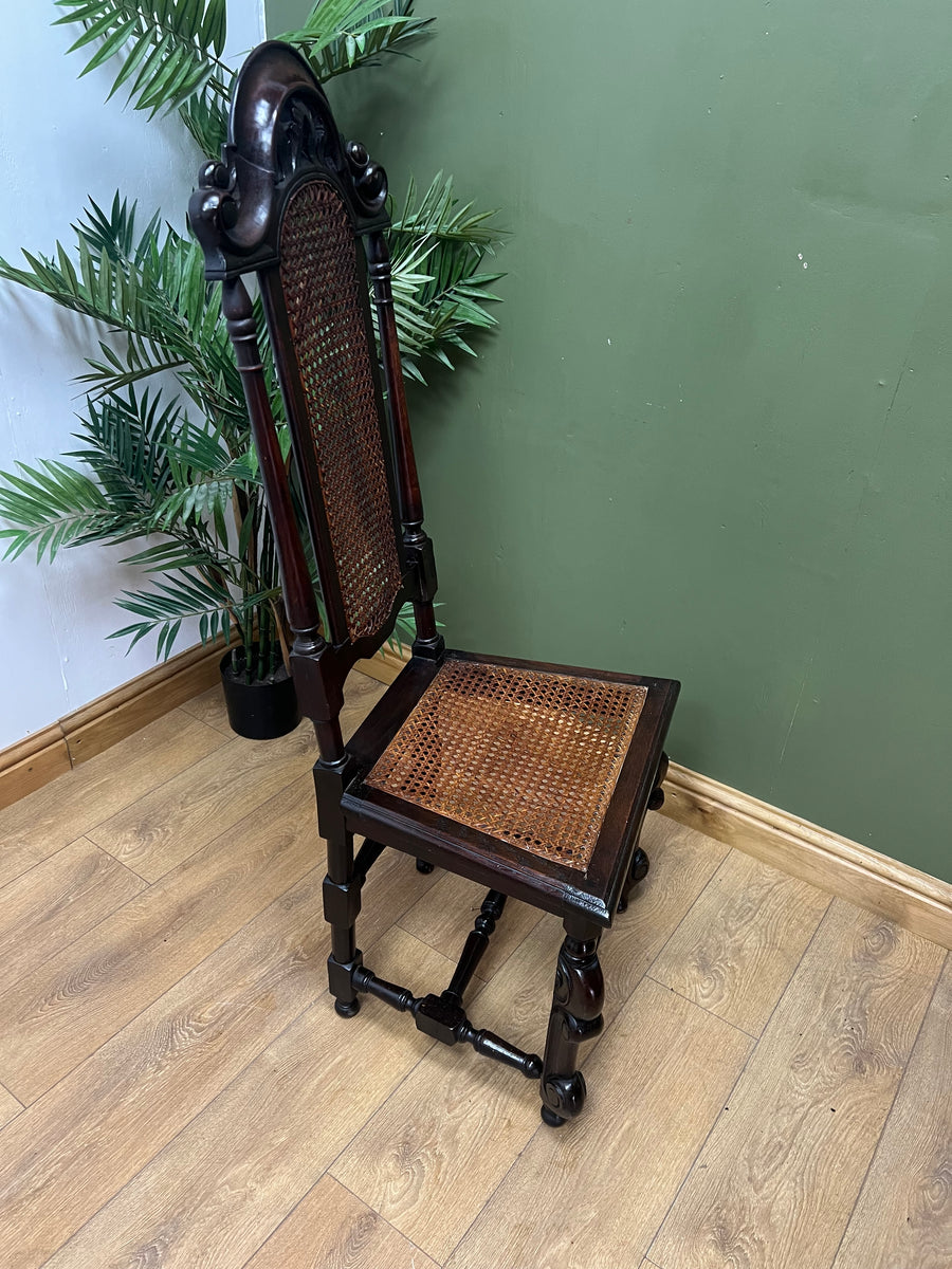 Antique 19th Century Walnut Carolean Style High Back Chair (SKU24)