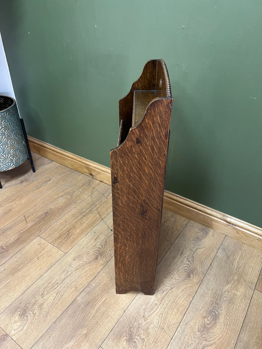 Antique Oak Newspaper / Mag Rack Stand (SKU83)