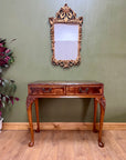 Vintage Burr Walnut Console Table With 2 Drawers (SKU247)