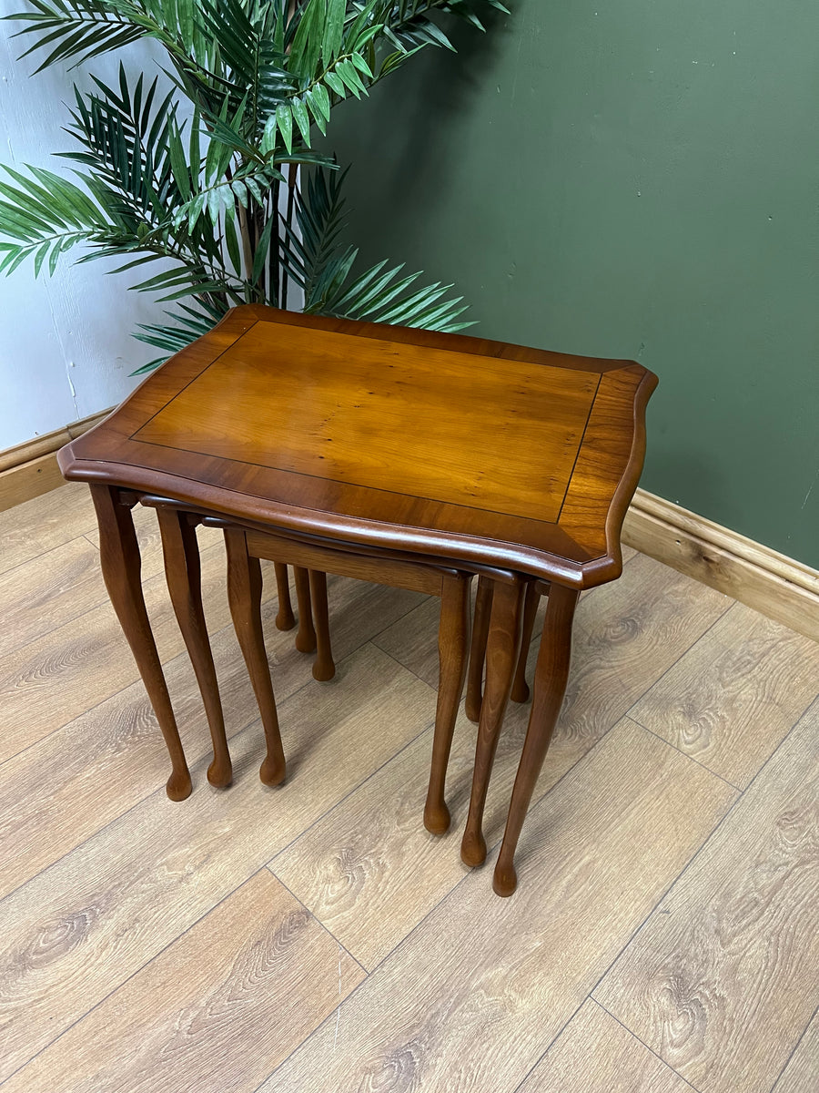 Vintage Yew Wood Nest of 3 Tables (SKU87)