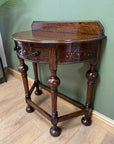 Antique Oak Demi Lune Console Hall Side Table (SKU236)