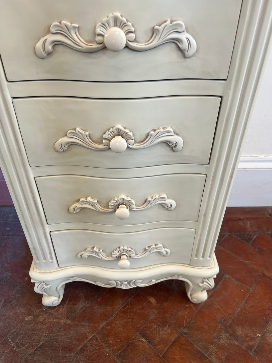 French Style Narrow White Chest Drawers (SKU174)