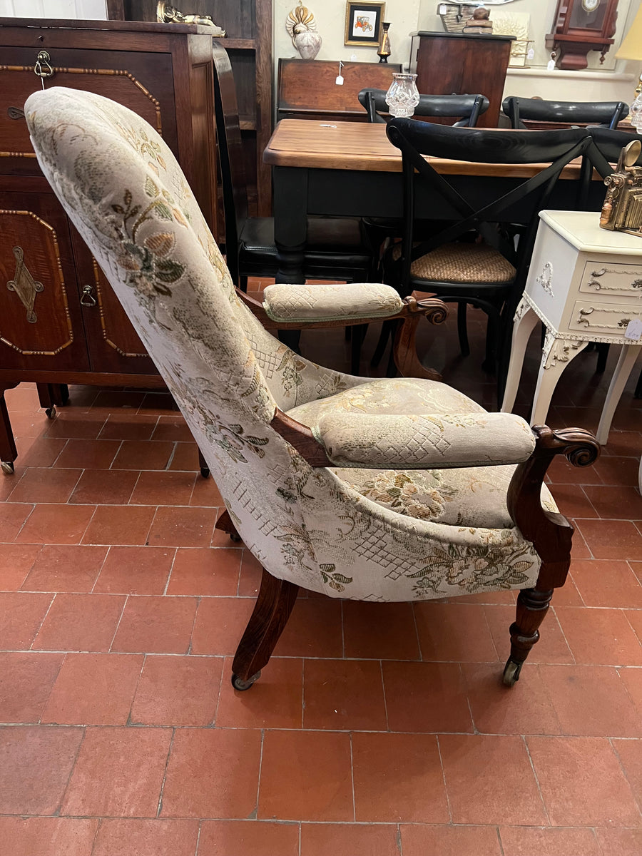 Early Victorian Rosewood Upholstered Arm Chair (SKU253)