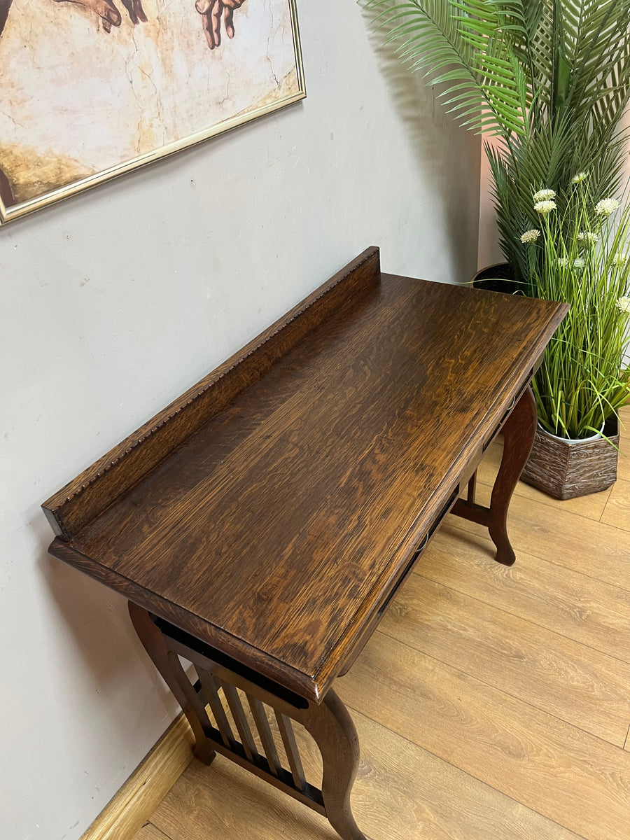 Spanish Style Oak Lyre Ended Side Table (SKU68)