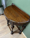 Antique Oak Demi Lune Console Hall Side Table (SKU236)