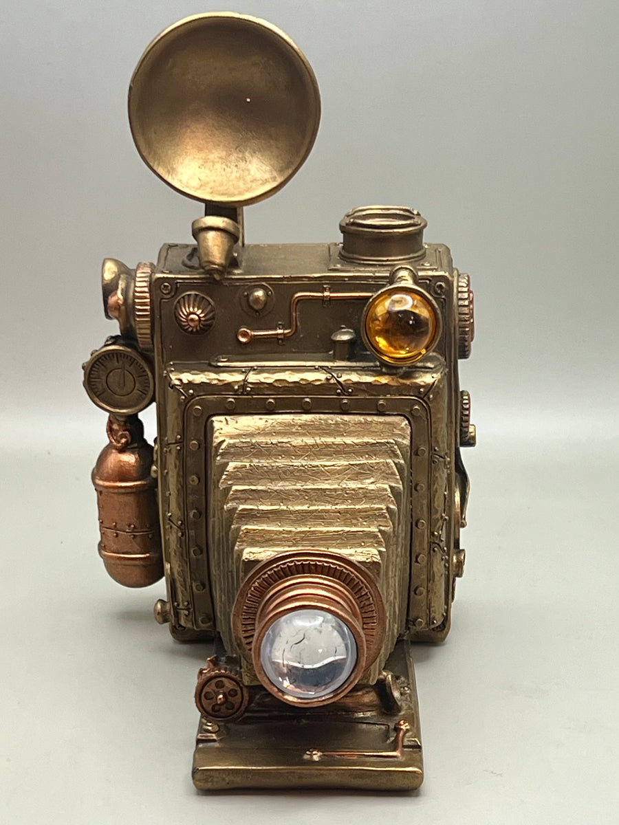 Bronze Effect Steampunk Camera - Dials Cogs Antique Golden Vintage Style (SKU471)