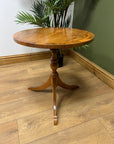 Yew Wood Circular Pedestal Side Table (SKU83)