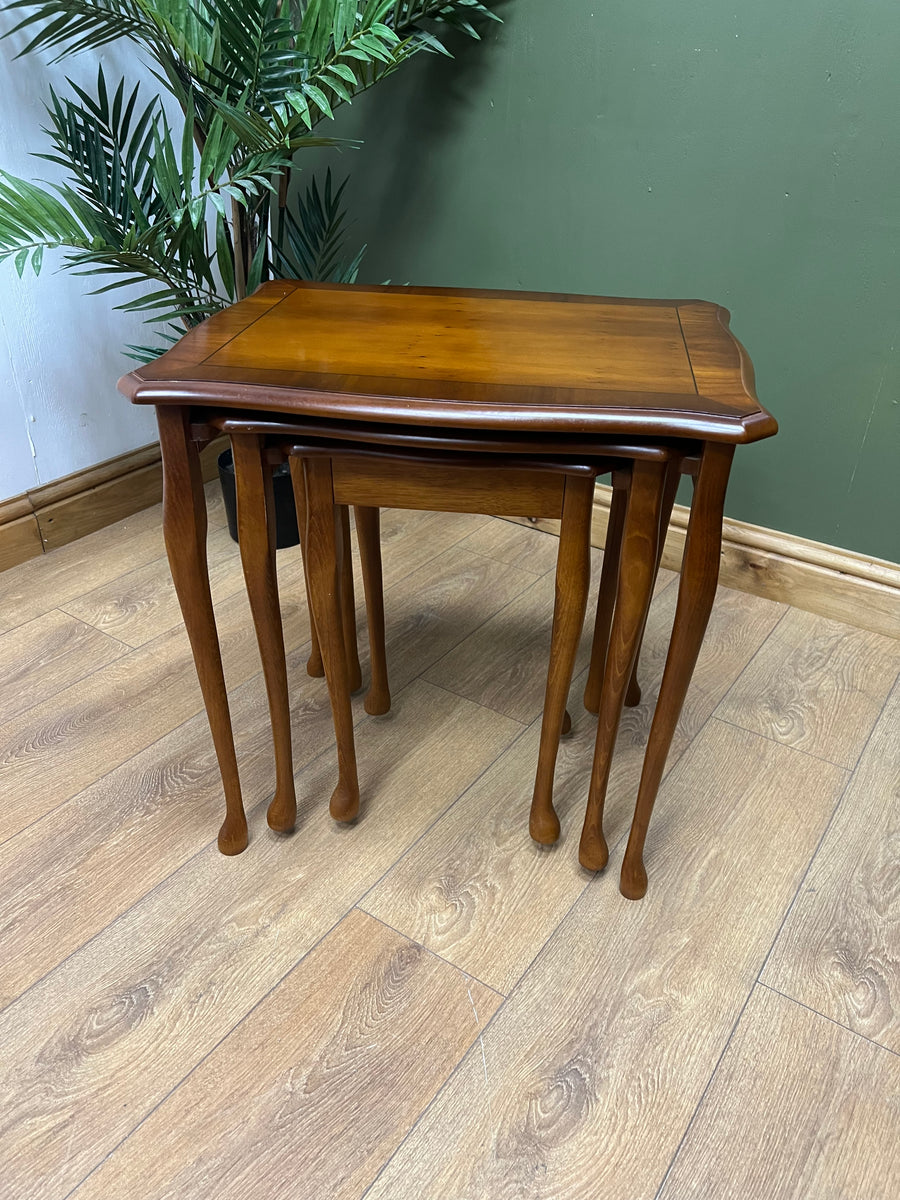 Vintage Yew Wood Nest of 3 Tables (SKU87)