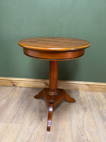 Pedestal Yew Wood Round Side Table (SKU62)