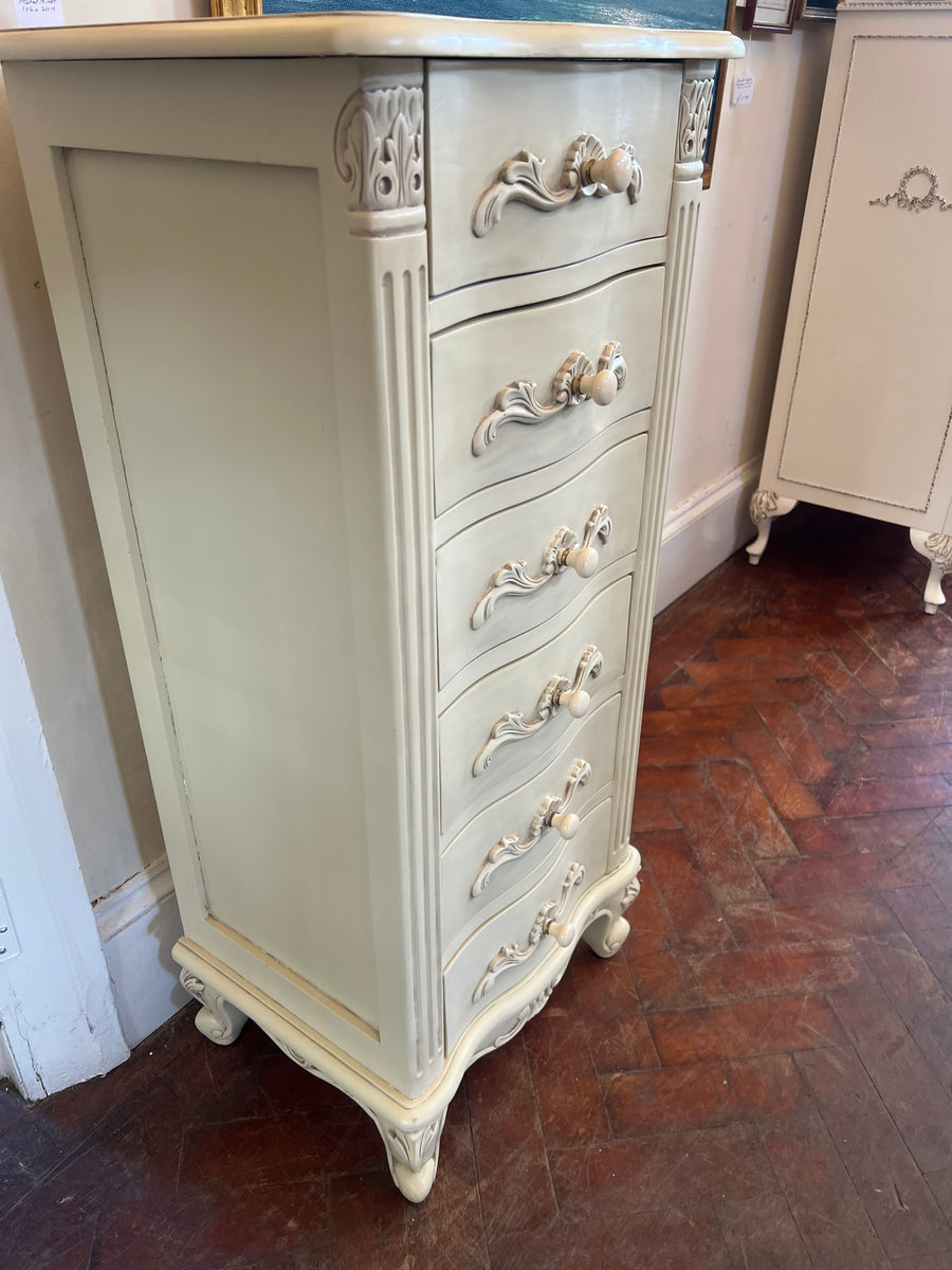 French Style Narrow White Chest Drawers (SKU174)