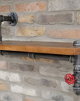Rustic Wood & Metal Wall Shelf With Industrial Pipes (SKU722)